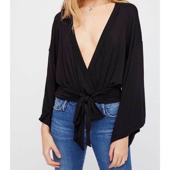 Free People Tops - FREE PEOPLE That’s A Wrap Solid Black Top